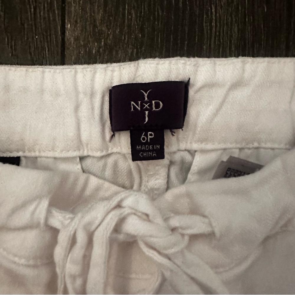 NYDJ The Trouser Optic White Linen Blend Draw String Pants Sz 6P - Picture 5 of 7